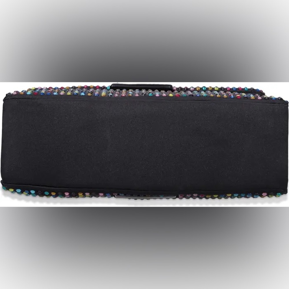 Kurt Geiger London Black Fabric Multicolor Rhinestone Medium Crossbody Bag - Picture 8 of 10
